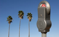 Photo: parking meter and 3 palm trees